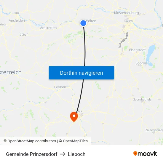 Gemeinde Prinzersdorf to Lieboch map