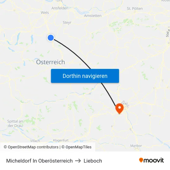 Micheldorf In Oberösterreich to Lieboch map