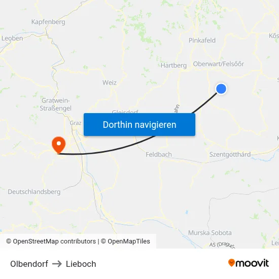 Olbendorf to Lieboch map
