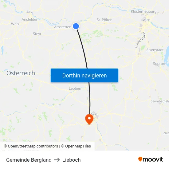 Gemeinde Bergland to Lieboch map