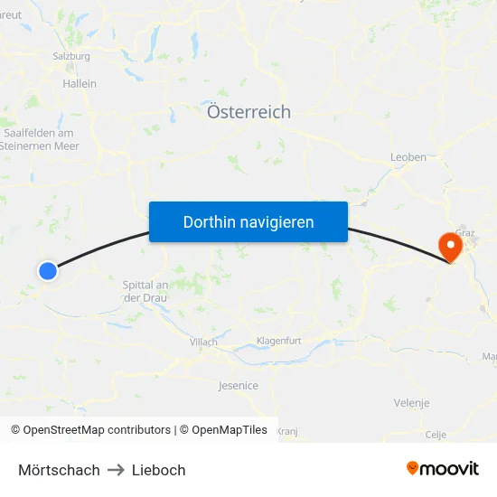 Mörtschach to Lieboch map