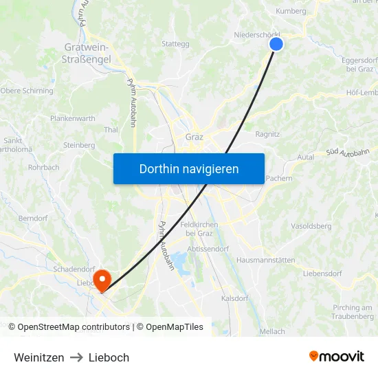 Weinitzen to Lieboch map
