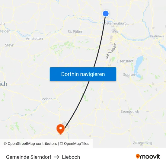 Gemeinde Sierndorf to Lieboch map
