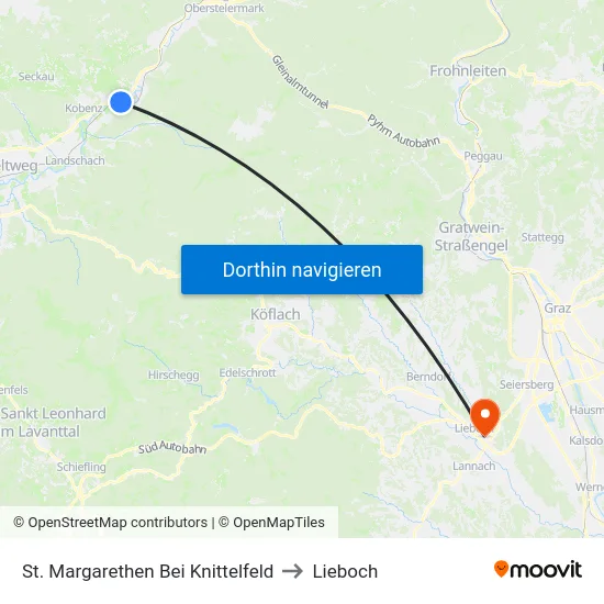St. Margarethen Bei Knittelfeld to Lieboch map