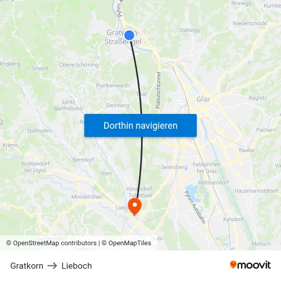 Gratkorn to Lieboch map