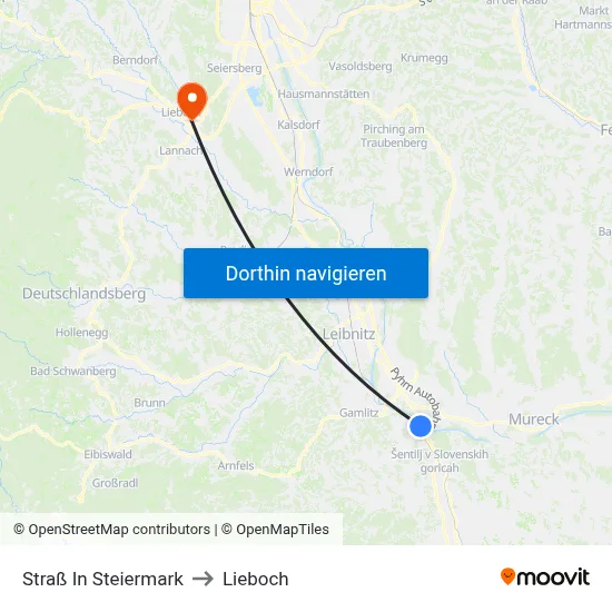 Straß In Steiermark to Lieboch map