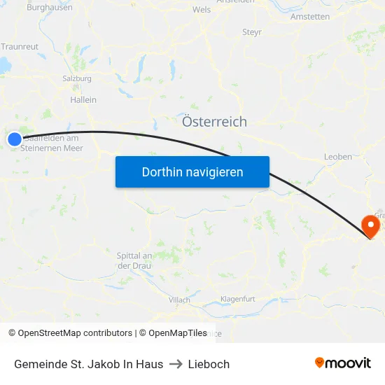 Gemeinde St. Jakob In Haus to Lieboch map