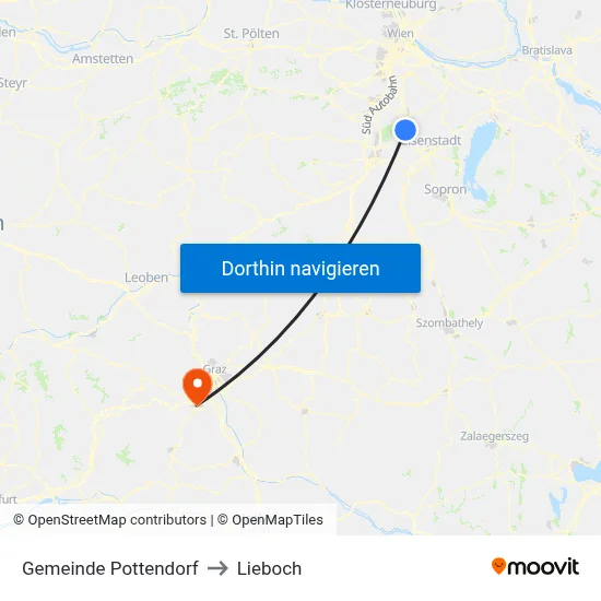 Gemeinde Pottendorf to Lieboch map
