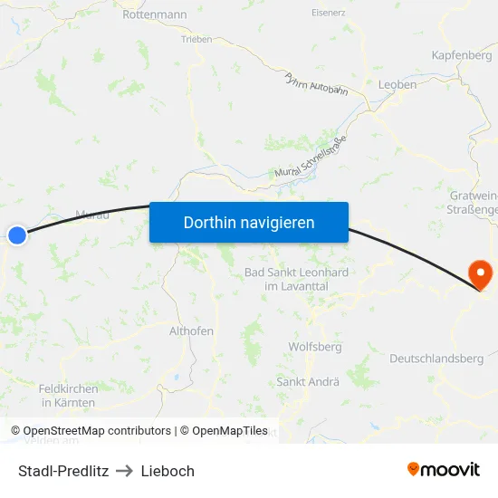 Stadl-Predlitz to Lieboch map
