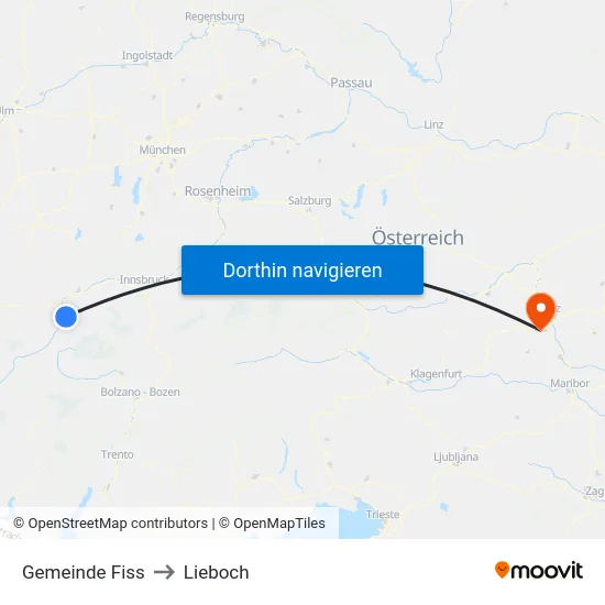 Gemeinde Fiss to Lieboch map