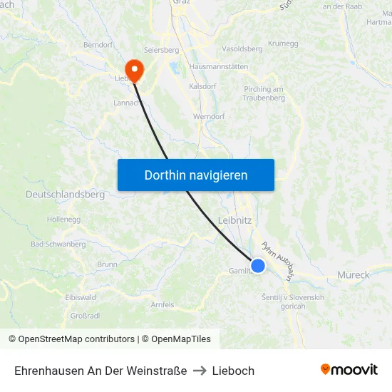 Ehrenhausen An Der Weinstraße to Lieboch map
