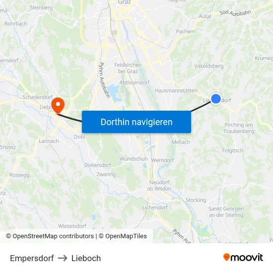 Empersdorf to Lieboch map