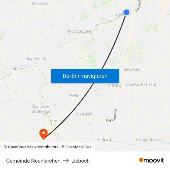 Gemeinde Neunkirchen to Lieboch map