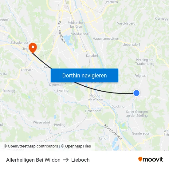 Allerheiligen Bei Wildon to Lieboch map