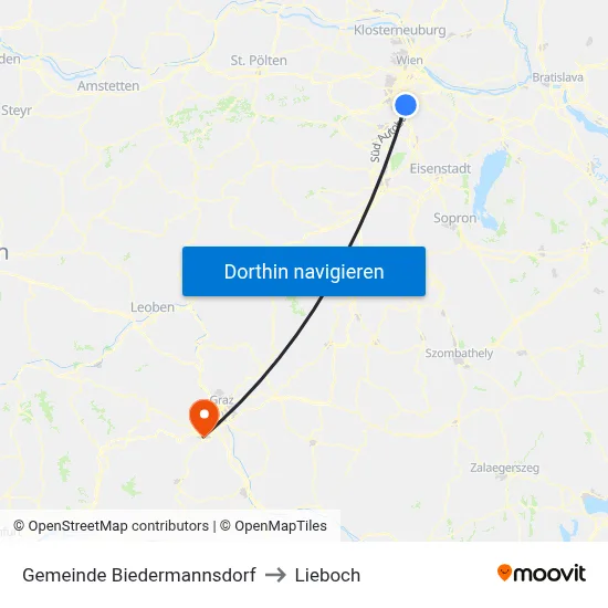 Gemeinde Biedermannsdorf to Lieboch map