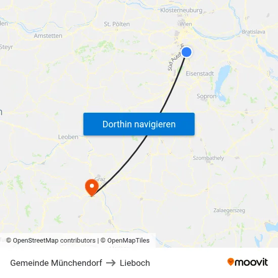 Gemeinde Münchendorf to Lieboch map