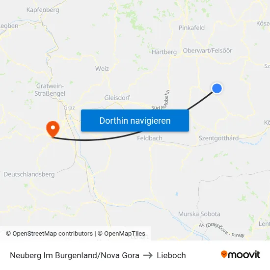 Neuberg Im Burgenland/Nova Gora to Lieboch map