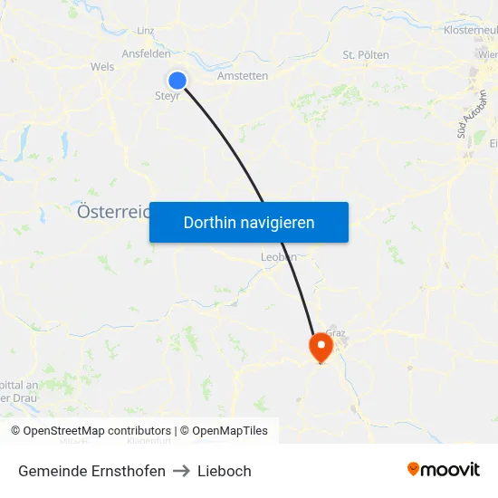 Gemeinde Ernsthofen to Lieboch map