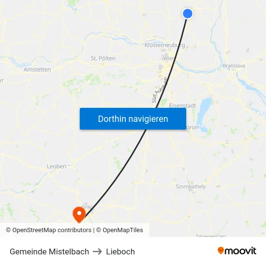 Gemeinde Mistelbach to Lieboch map