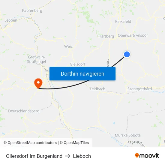 Ollersdorf Im Burgenland to Lieboch map