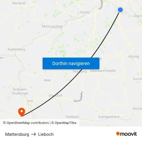 Mattersburg to Lieboch map