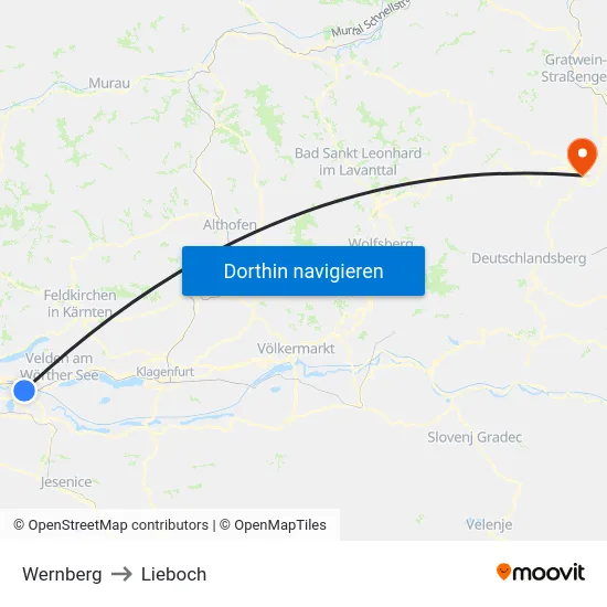 Wernberg to Lieboch map