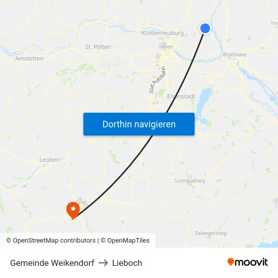 Gemeinde Weikendorf to Lieboch map
