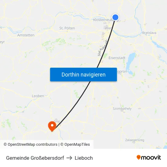 Gemeinde Großebersdorf to Lieboch map