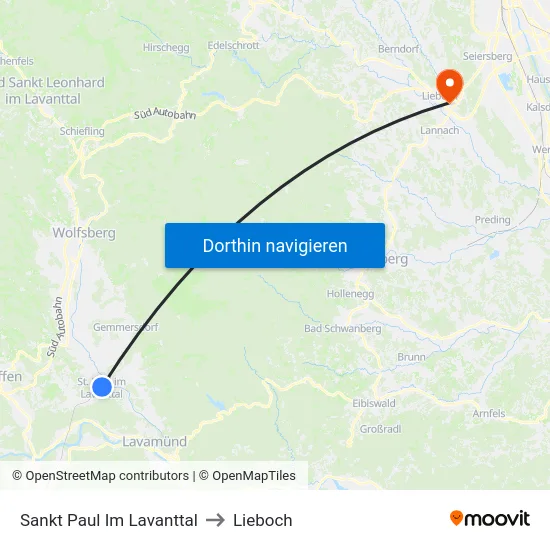 Sankt Paul Im Lavanttal to Lieboch map