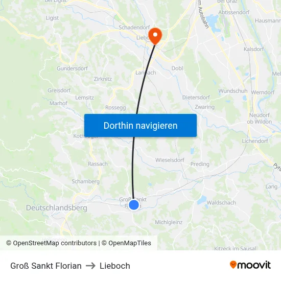 Groß Sankt Florian to Lieboch map