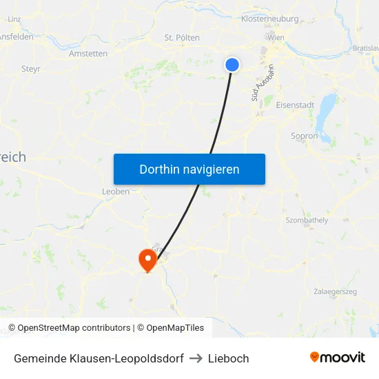 Gemeinde Klausen-Leopoldsdorf to Lieboch map