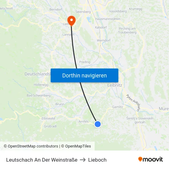 Leutschach An Der Weinstraße to Lieboch map