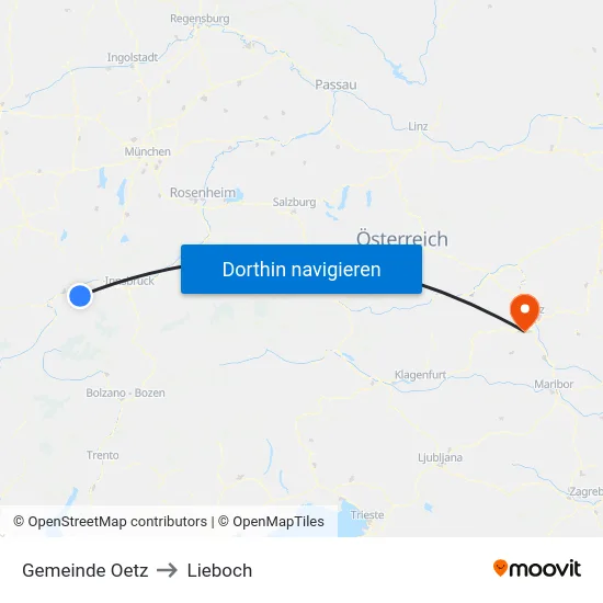 Gemeinde Oetz to Lieboch map