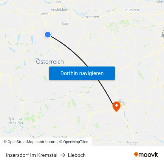 Inzersdorf Im Kremstal to Lieboch map
