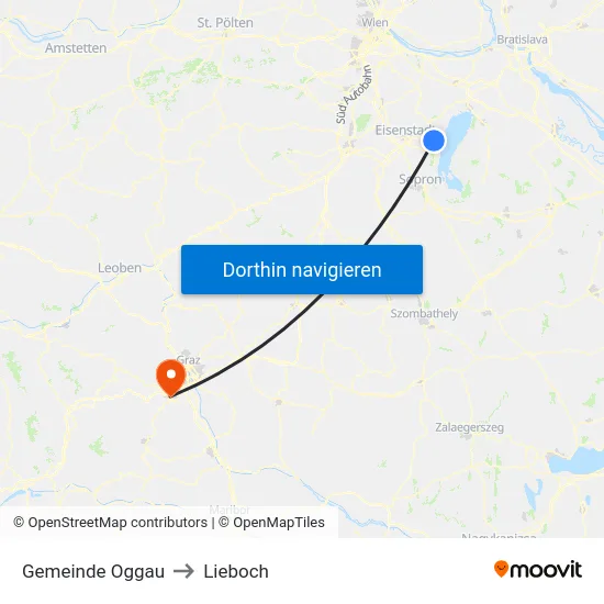 Gemeinde Oggau to Lieboch map