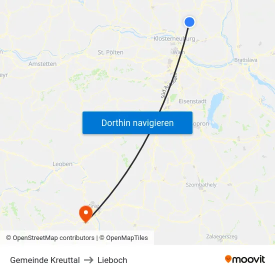 Gemeinde Kreuttal to Lieboch map