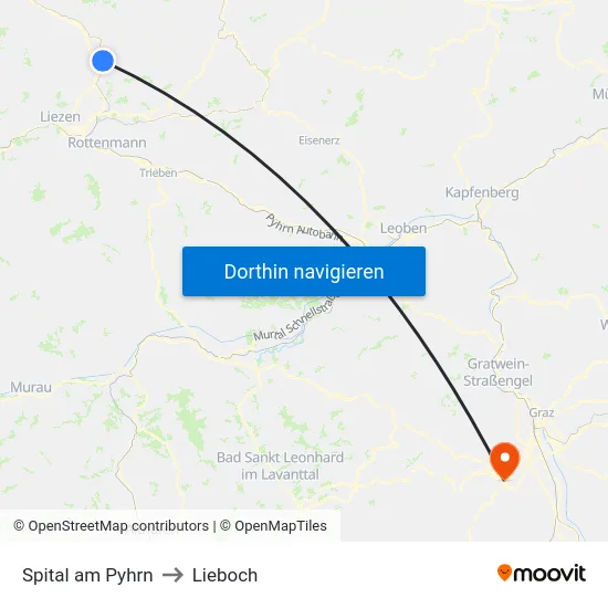 Spital am Pyhrn to Lieboch map
