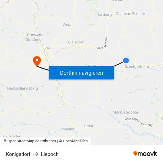 Königsdorf to Lieboch map