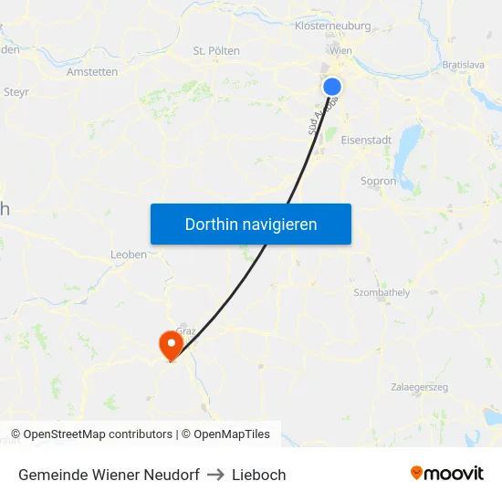 Gemeinde Wiener Neudorf to Lieboch map