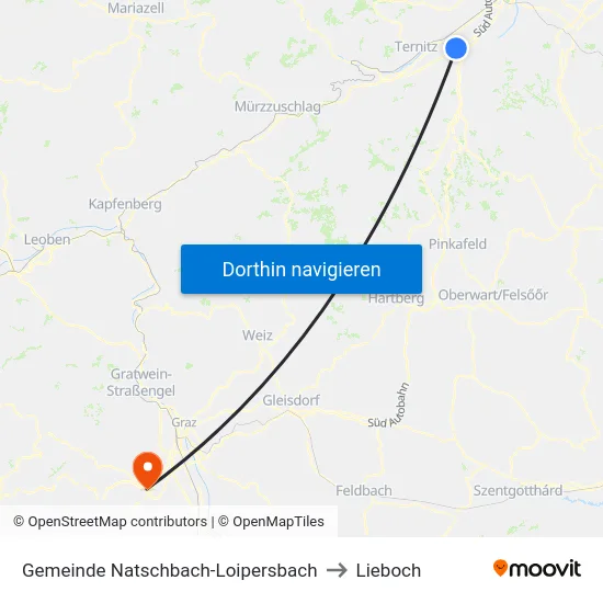 Gemeinde Natschbach-Loipersbach to Lieboch map