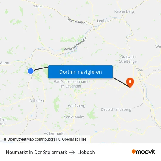 Neumarkt In Der Steiermark to Lieboch map