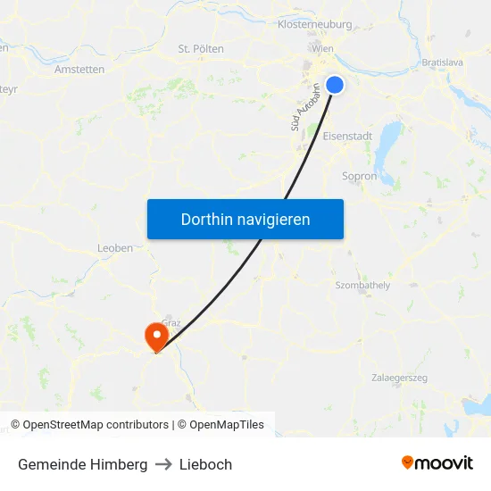 Gemeinde Himberg to Lieboch map