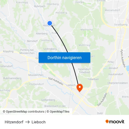 Hitzendorf to Lieboch map