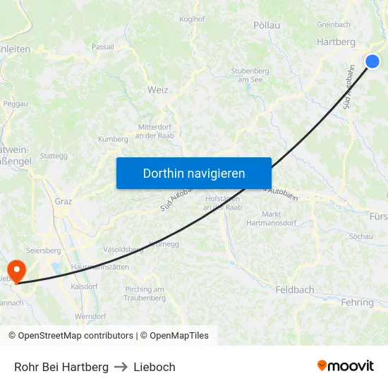 Rohr Bei Hartberg to Lieboch map