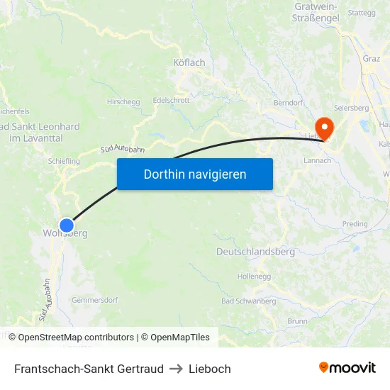 Frantschach-Sankt Gertraud to Lieboch map