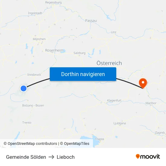 Gemeinde Sölden to Lieboch map