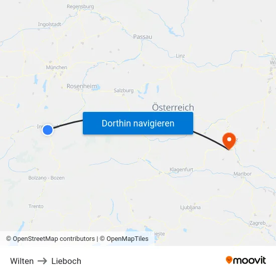 Wilten to Lieboch map