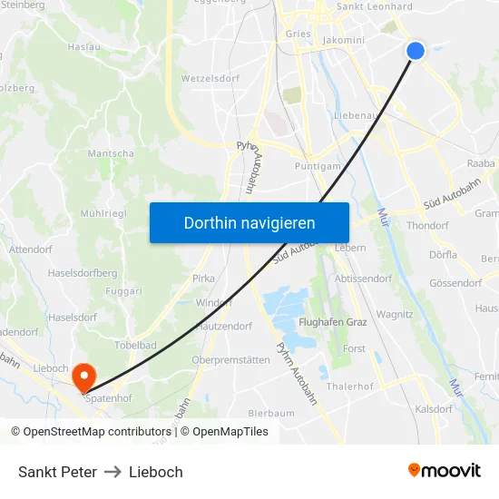 Sankt Peter to Lieboch map