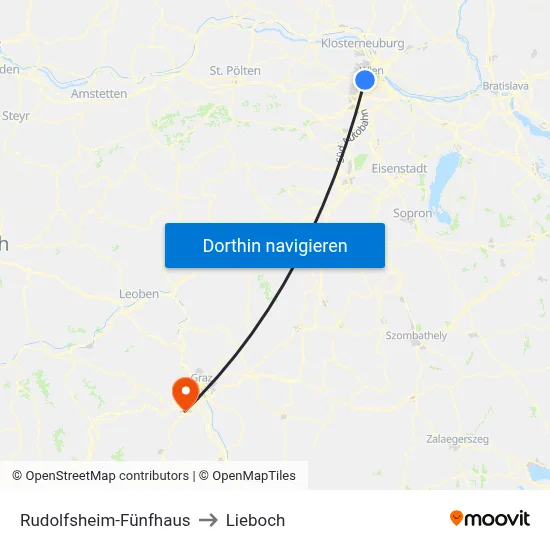 Rudolfsheim-Fünfhaus to Lieboch map