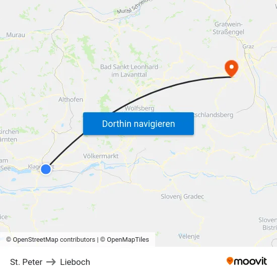 St. Peter to Lieboch map